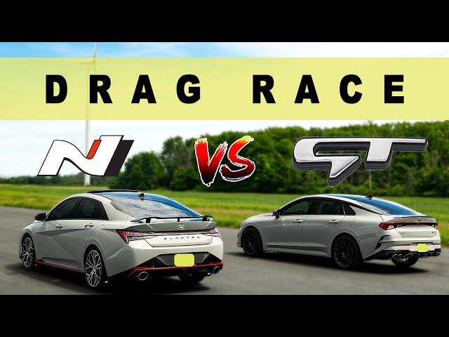 2022 Hyundai Elantra N vs Kia K5 GT, not that close. Drag and Roll Race