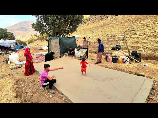 Building Dreams: Amir's Family Pours Concrete for Their Tent Platform  Mahin Cooks a Delicious Lunch