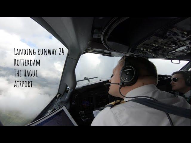 Landing runway 24 Rotterdam The Hague Airport. (RTM EHRD) From the cockpit with good call from ATC.