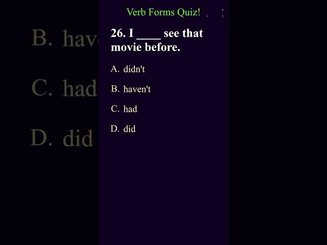 Verb Forms Practice: #part9 | Grammar Questions #grammar #quiz #englishtest #basicenglishquiz