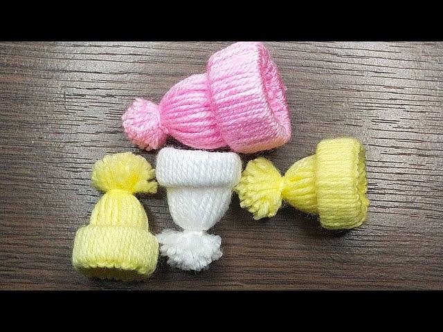 Amazing Woolen Craft Idea|Easy Hand made Woolen Miniature Pom Pom Hat/Cap Tutorial #Sewinghack#short