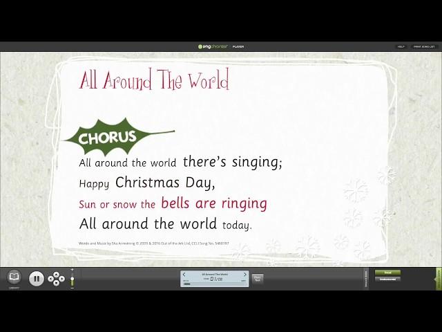 All Around The World Assembly Song from A Cracking Christmas! Songbook with Words on Screen™