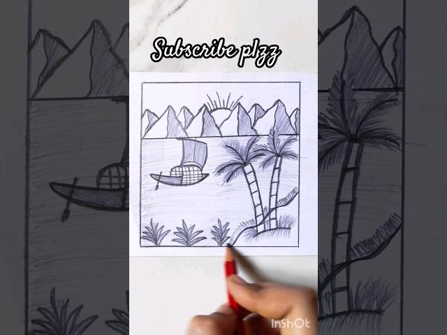 how to draw sunrise scenery with pencil step by step#drawing#trending#trendingshorts