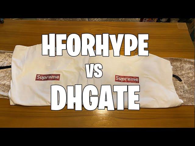 HforHype Vs Dhgate Supreme Swarovski Box Logo Comparison