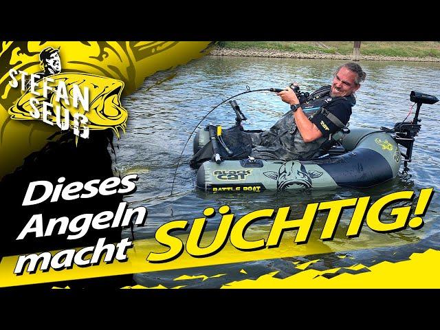 Dieses Angeln mach SÜCHTIG!!!| WELSANGELN mit dem Belly Boat auf Fluss und Altarm in Deutschland