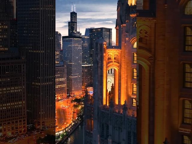 Most iconic drone view of Chicago  #travel #chicago #youtubeshorts