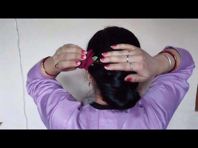 Beautiful Bun Hairstyle only 5 Minute  | hair style girl simple and easy | bun hairstyle for wedding