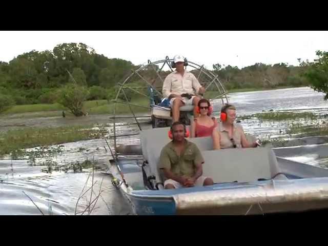 Airboat hits camera crew filming at Wildman, Australia