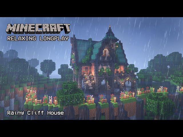 Minecraft Relaxing Longplay - Rainy Cliff - Cozy Cottage House (No Commentary) 1.19