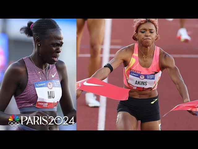 Athing Mu TRIPS, misses on Paris Olympics as Nia Akins wins 800m final | NBC Sports