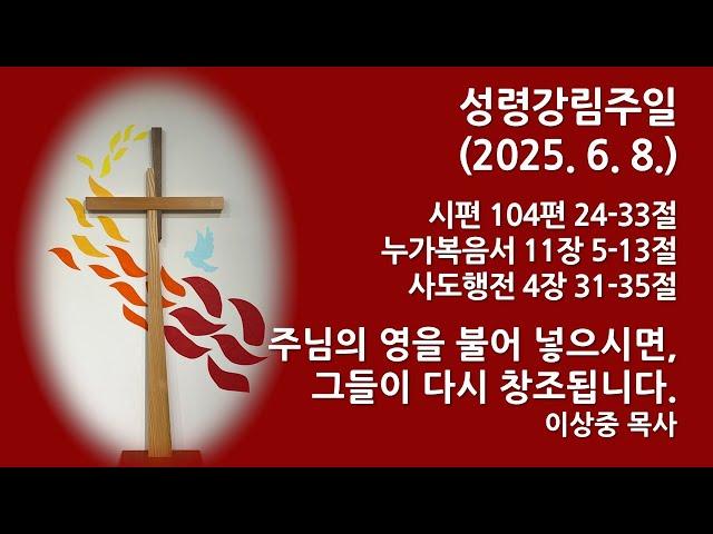 [이상중 목사] 2025년 6월 8일 주일예배 "주님의 영을 불어 넣으시면, 그들이 다시 창조됩니다."