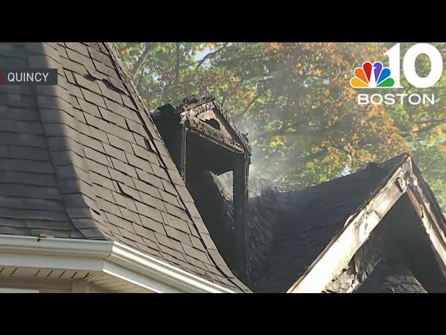 Stubborn fire burns in Quincy home