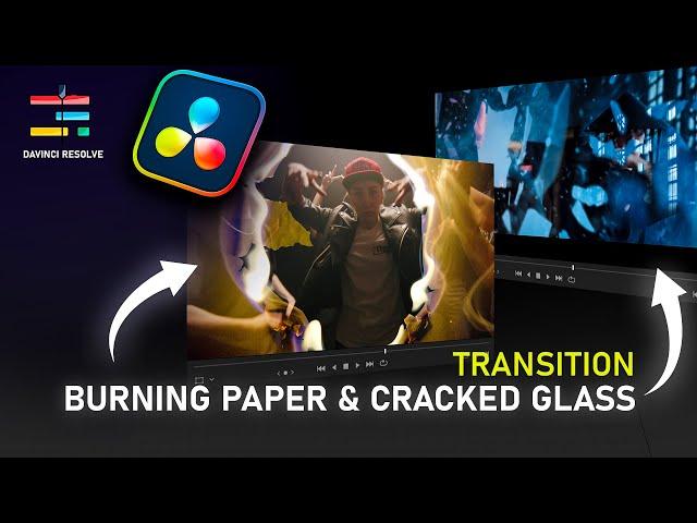 Cracked Glass & Burning Paper Transitions in DaVinci Resolve! (Dual Audio)