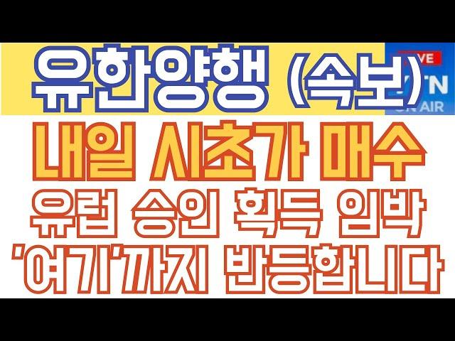 유한양행 주가전망 분석 - 주말속보) 내일 시초가 매수! 유럽 EMA 승인 획득 임박! '여기'까지 반등합니다!