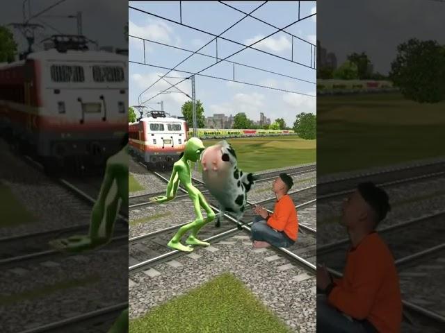 Cow and Dami tu cosita Dancing railway track stops the train youtube short video #shorts