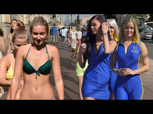 Russia , Walking in Saint-Petersburg |Beautiful Russian Girls on streets of Russian (July 2023) 