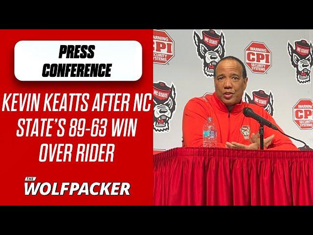 NC State coach Kevin Keatts discusses the Wolfpack’s 89-63 win over Rider