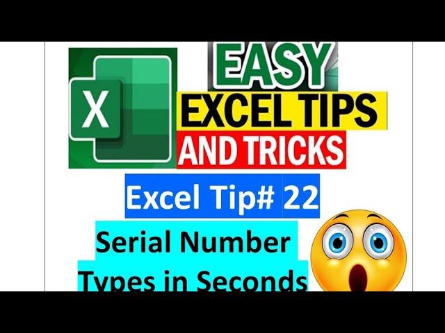  Serial Number in Excel (4K Video)#excel #exceltipsandtricks #exceltraining #exceltips