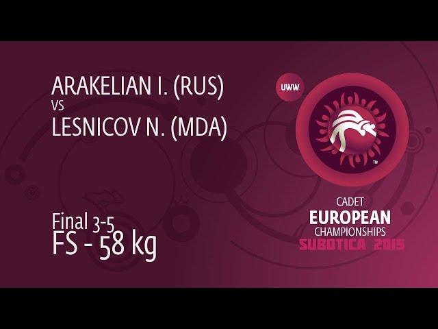 BRONZE FS - 58 kg: N. LESNICOV (MDA) df. I. ARAKELIAN (RUS) by FALL, 8-3