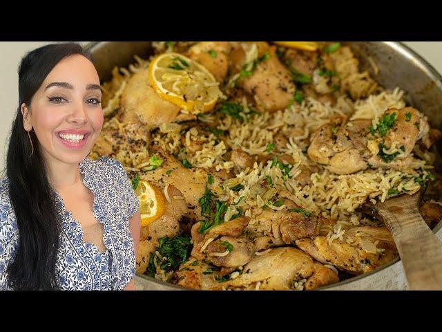 Greek Lemony Chicken & Rice Skillet/ SO DELICIOUS!