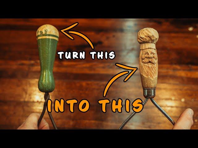 Carving A Chef Face On Kitchen Utensils