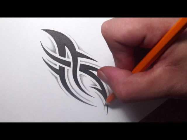 Drawing a Simple Spiky Tribal Tattoo Design With Some Shading