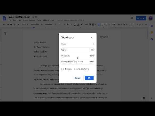 How to view word count in Google Docs