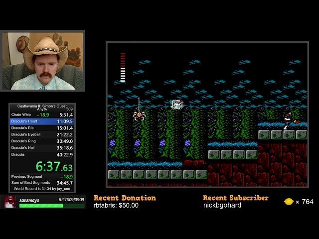 Castlevania II: Simon's Quest NES speedrun in 40:10 by Arcus