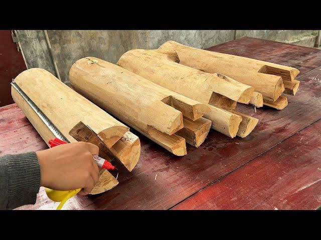 Perfect Woodworking Design Ideas With Fallen Tree Trunks // Huge Outdoor Table Construction Ideas