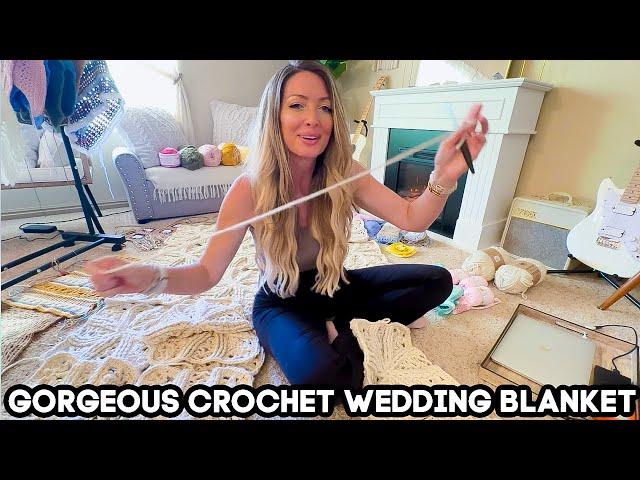 Gorgeous Crochet Wedding Blanket  24 Hour Crochet Challenge (Part 2)  Double Wedding Ring  Quilt