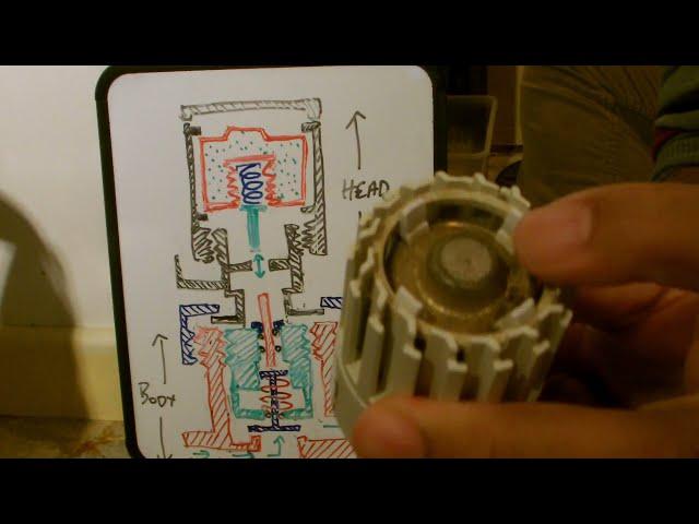 Inside a central heating TRV. Common problems and fixes.