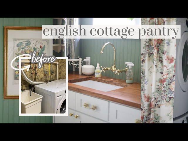 english cottage style laundry room + pantry reveal!! | extreme before & after