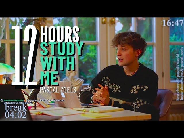 LIVE | 12-HOUR study with me  rain sounds & pomodoro timer 60 & 10