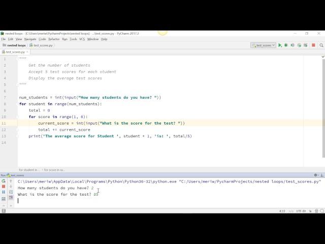 Nested loops in python