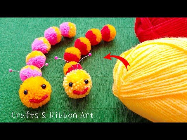 DIY Pom Pom Caterpillar - Easy Craft Ideas - How to Make Caterpillar with Wool - DIY Woolen Dolls