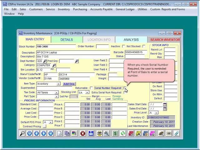 CISPro Systems - Create New Inventory Item