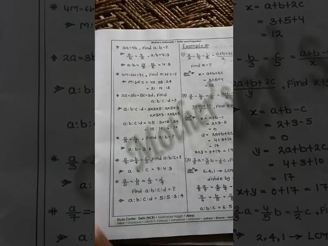 Pawan rao  Class Note (Ratio and Proportion, partnership&Age)