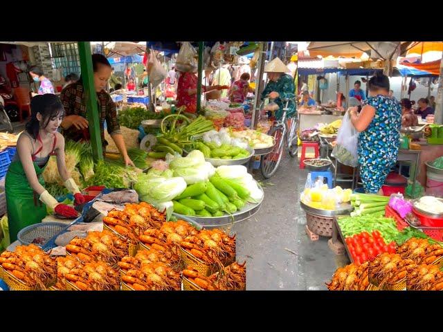 Amazing! Morning Street Food Market Scene in Sai Gòn, Vietnam 2023   Fish, seafood, fruit,.... ENJOY