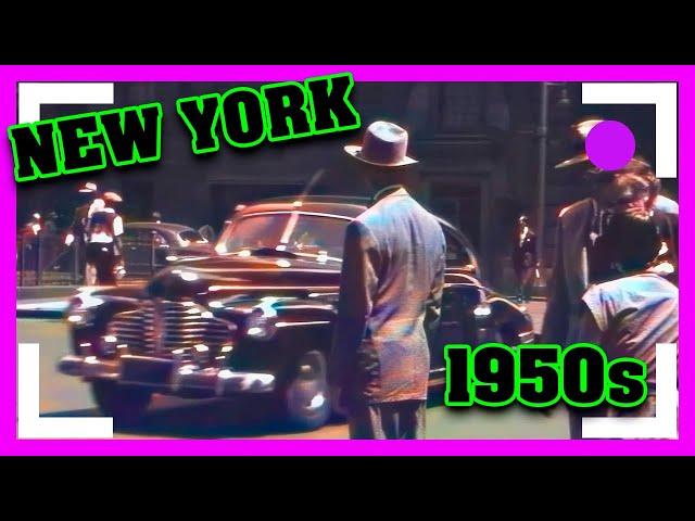 🟢 New York IN COLOR  1950s [60fps, Remastered] w/added sound