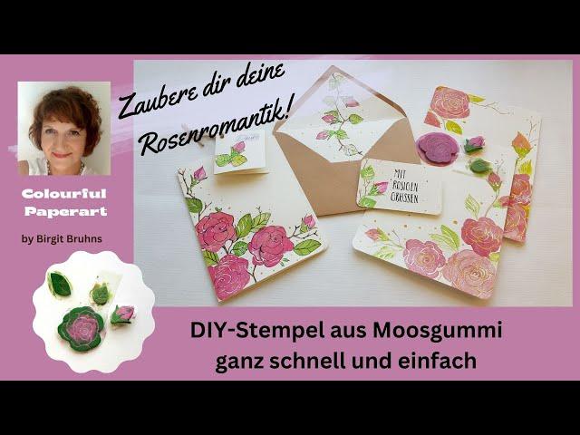 DIY Rosenzauber mit Moosgummistempeln - zarte Blüten auf Briefpapier, Karten, Tags