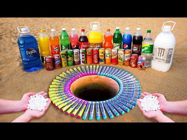 Lipton, Mirinda , Twister, Lavie, Fanta , Coca and Many Other Sodas vs Mentos in Underground