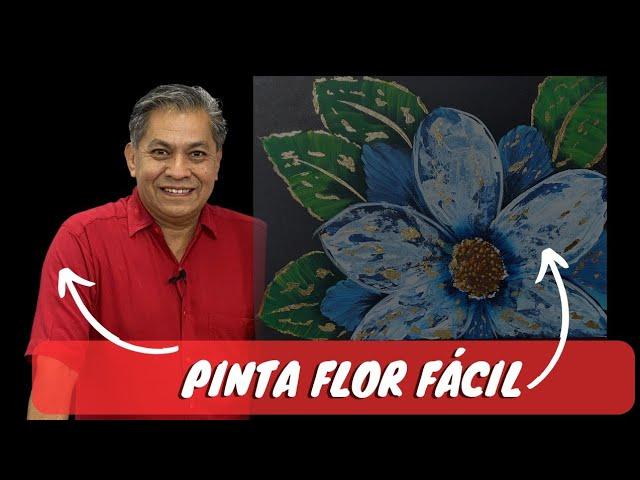 #diy PINTA una FLOR AZUL en PINTURA DECORATIVA con Pintura Acrilica #art #creative  #hojadeoro