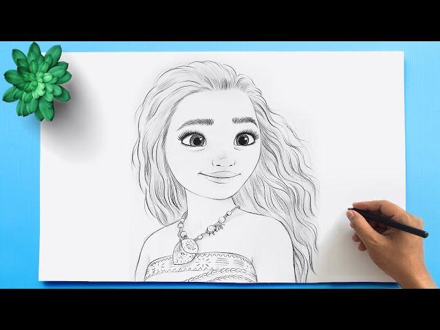 MOANA DRAWING | How to Draw Disney Princess Moana 