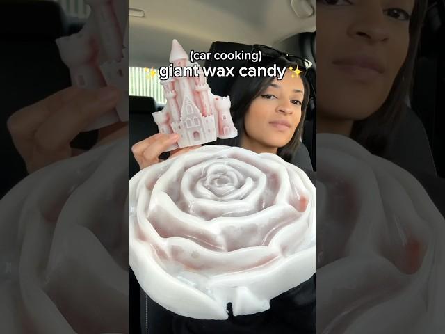 Making giant wax candy in the car  #shorts