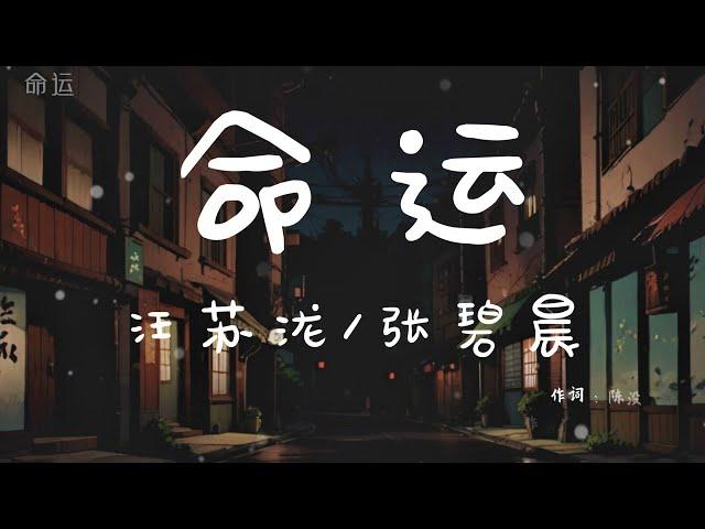 汪苏泷&张碧晨 - 命运【動態歌詞/Pinyin Lyrics】『能不能蒙上眼睛 就可以不伤心，能不能脱下面具 还可以很狠心。』