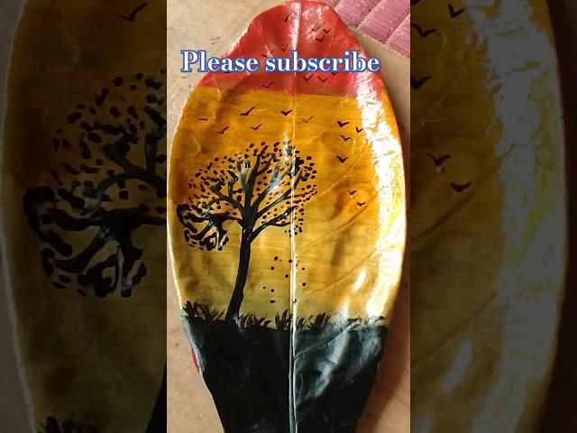 leaf  painting #satisfied #trending #youtube #viral #leaf #art #painting