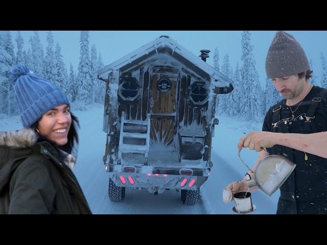 Alaskan Winter Camping in a Cozy Homemade Truck Camper | Snowstorms, Ice Hotels & Hot Springs