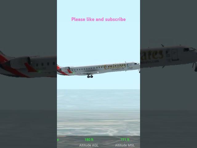 Emirates CRJ landing.