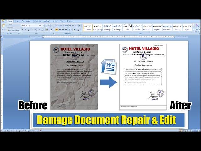 How to Repair & Edit Damage Document in Microsoft Word Hindi Tutorial || Printable Repair Document