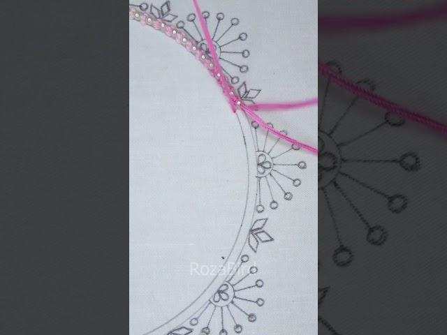  Super cute & easy neck embroidery tutorial with pearl! #shorts #trending #embroidery #viral #art